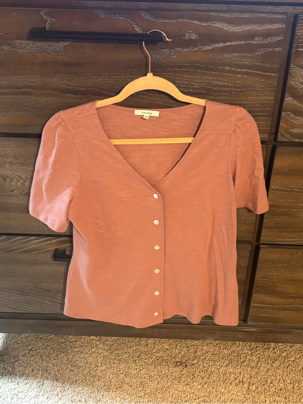 Maurices Rose Pink Short-Sleeve Button Down Top Small